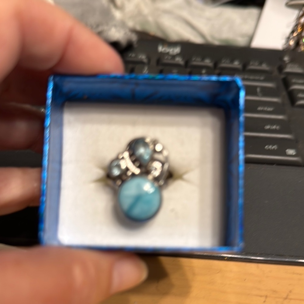 Elegant Silver and Blue Stone Ring
